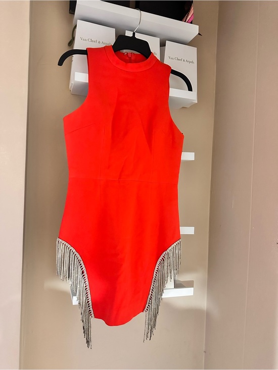 Shopsmjboutique Dresses & Skirts - Sleeveless Red Mini Dress with Fringe Detail